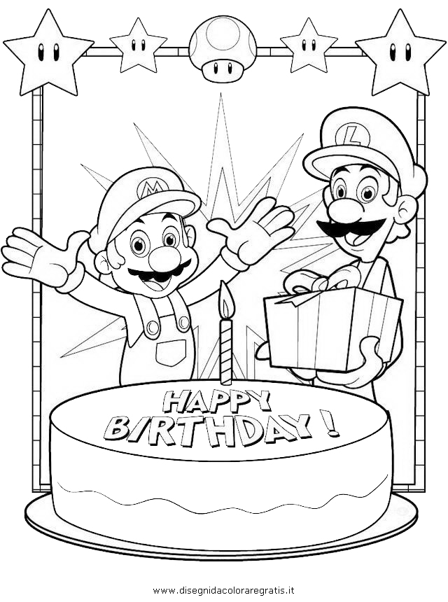 Mario e Luigi da colorare in bianco e nero